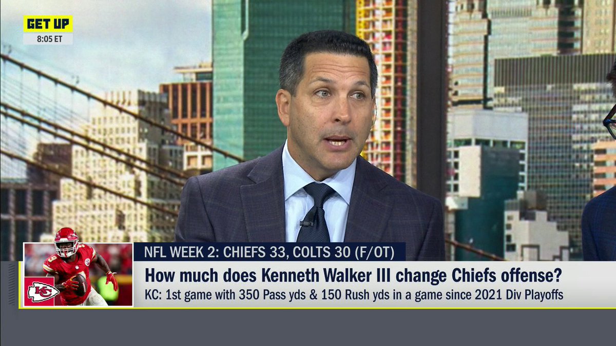 "The Chiefs look back." Adam Schefter reacts to the Chiefs' Week 2 win over the Colts 🏈