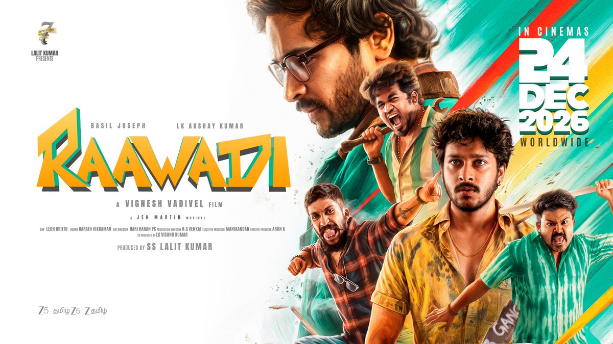 Ooru side boys வராங்க 😎 இனி Gujilimasthu தான் 💣💥 #Raawadi From 24.12.2026 Worldwide 🎬 Starring: basil joseph | LK Akshay Kumar | jaffer sadiq | #NobleJames | Shariq Hassan Aruna Chaleswaran | #AishwaryaSharma Vignesh Vadivel Leon Britto Jen Martin Barath Vikraman SHERIF CHOREOGRAPHER Hari haran PS Priyaravi ashokkumar alagiakoothan s Suren Spectrepost Deepak Rajan Prasad Corp Tuney John surithanu Arun Yuvraaj Co-Produced by: #LKVishnuKumar Produced by: #SSLalitKumar