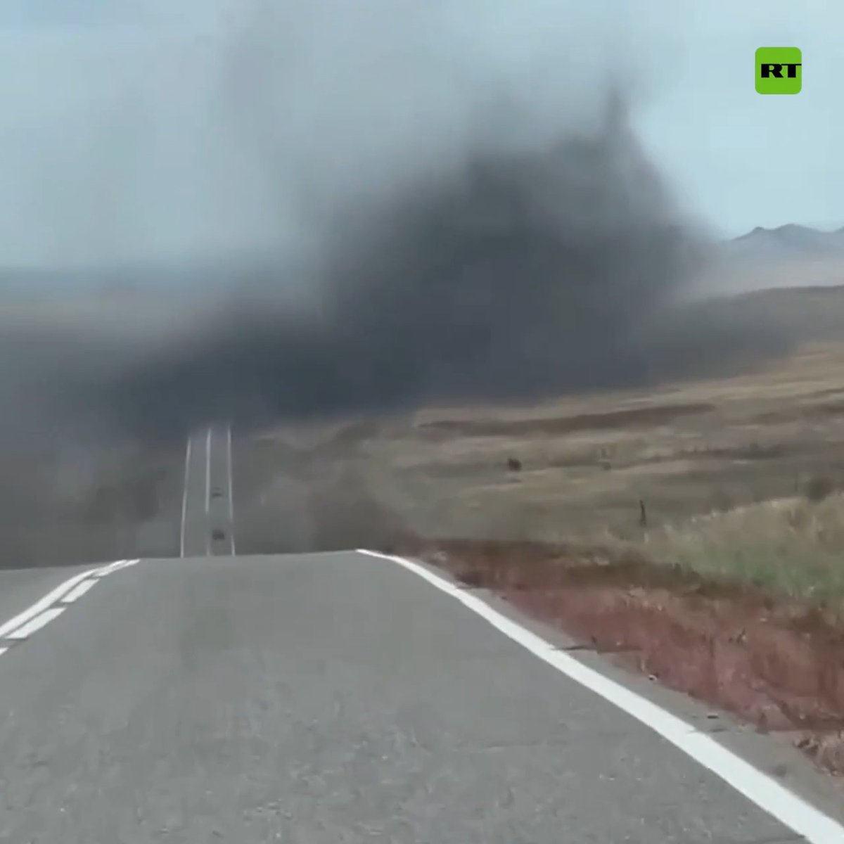 🇷🇺🦟No es humo: una gigantesca nube de moscos cubre una carretera en Siberia