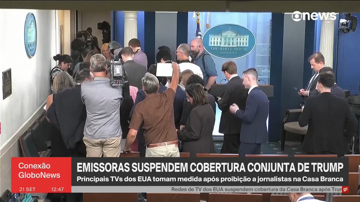 Redes de TV dos EUA suspendem cobertura conjunta da Casa Branca após Trump banir acesso de jornalistas. ➡️ #ConexãoGloboNews - de segunda a sexta, às 11h, na #GloboNews. Assista na TV e no Globoplay