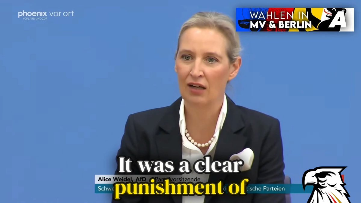 🇩🇪 Alice Weidel: “THIS IS THE PUNISHMENT OF FRIEDRICH MERZ” The CDU hit a historic low yesterday. Merz got what he deserved. Deutschland Kurier have been warning about Merz since 2024. He BETRAYED his conservative voters by opposing REMIGRATION and implementing socialist policies.