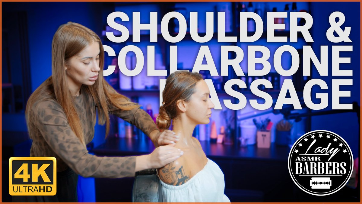 Olga's shoulders &amp; collarbone massage is next-level relaxing 💆‍♀️ #ASMR #LadyBarber #ShoulderMassage #BarberMassage #Relaxation