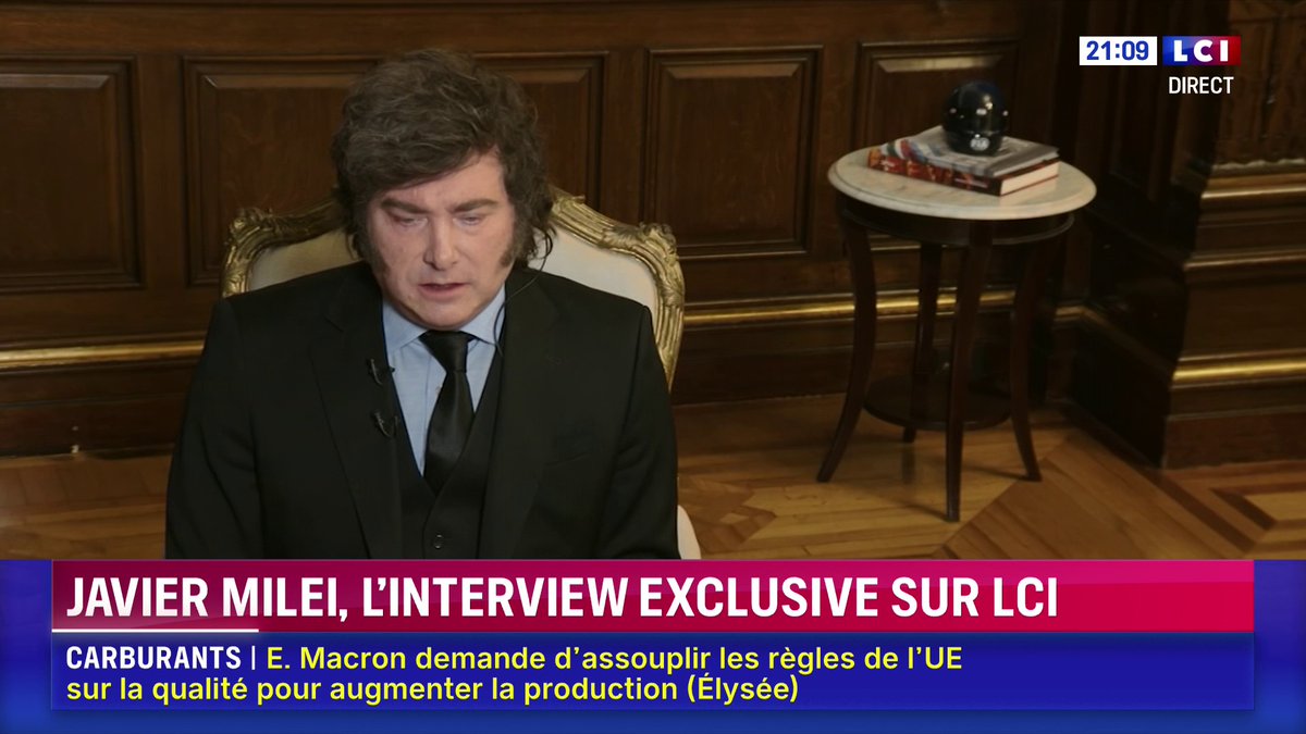 🗣️ "Voir l’État comme un grand fournisseur d’assurances", estime le président de l’Argentine, Javier Milei, face à Darius Rochebin sur LCI