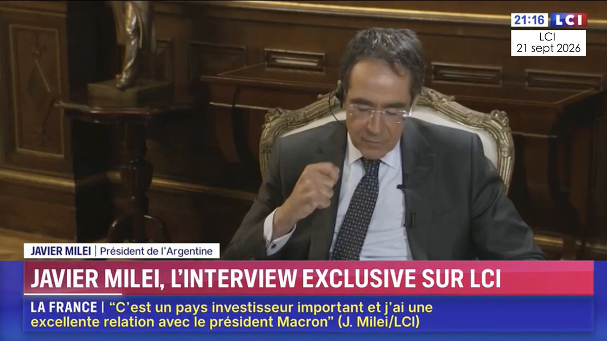 "Donald Trump fait un travail extraordinaire. Ceux qui pensent qu'il affaiblit l'Occident ont totalement tort. Je comprends qu'on ne l'estime pas en Europe parce que l'Europe est gênée par la vérité : elle est train de couler!" Extrait à écouter de l'excellente interview exclusive de Javier Milei au 20h Rochebin de LCI.