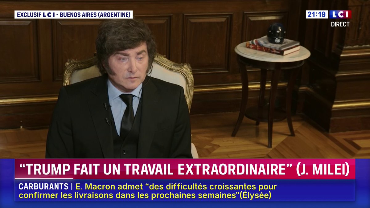 🗣️ "L’Europe est une zone qui a stagné, qui ne peut pas croître", lance le président de l’Argentine, Javier Milei, face à Darius Rochebin sur LCI