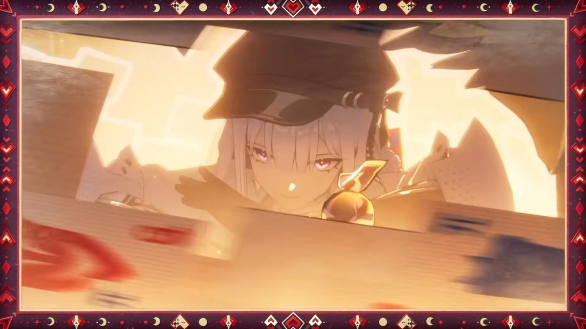 I still love this transformation scene where everyone throws their supplicant masks toward Nihilux, helping her restore her power so she can transform into her true Aeon Aha form, with all those flying cards moving like flipping pages. Absolutely Elation!
