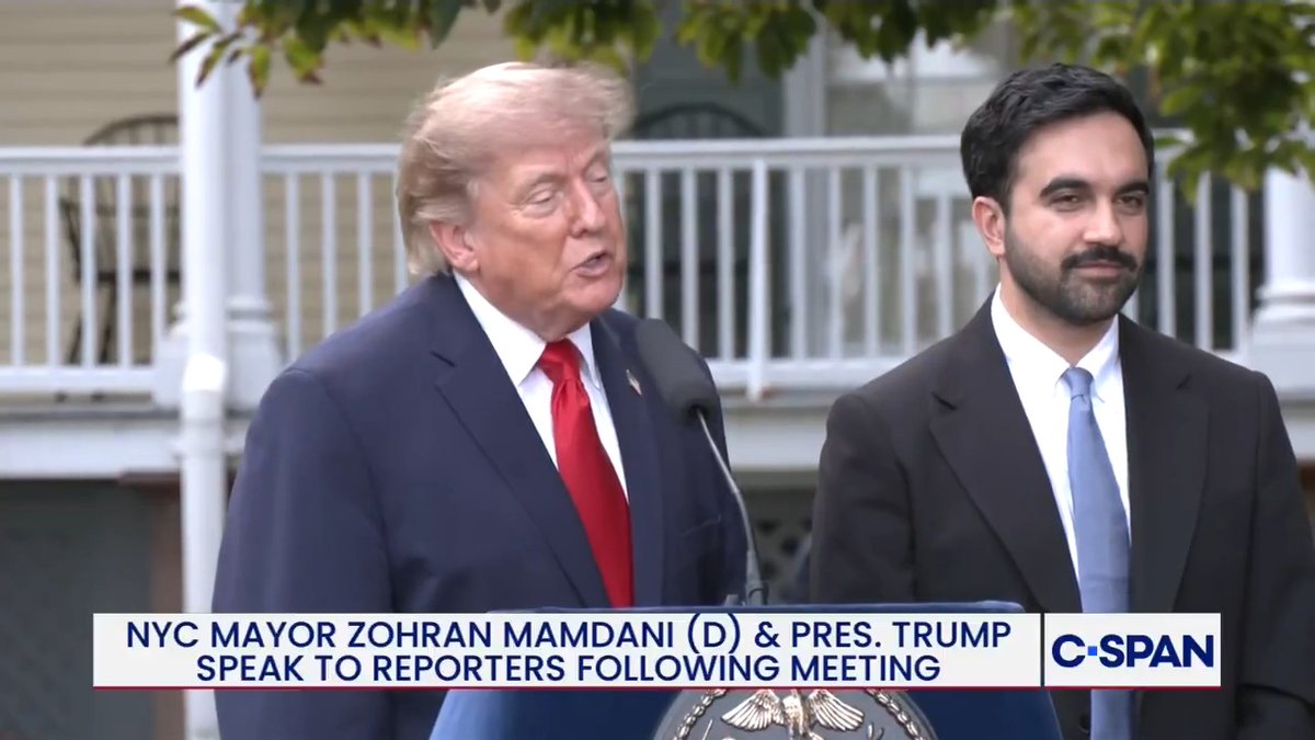 President Trump says Mayor Zohran Kwame Mamdani Mamdani (D) has "great potential" to be a great mayor.