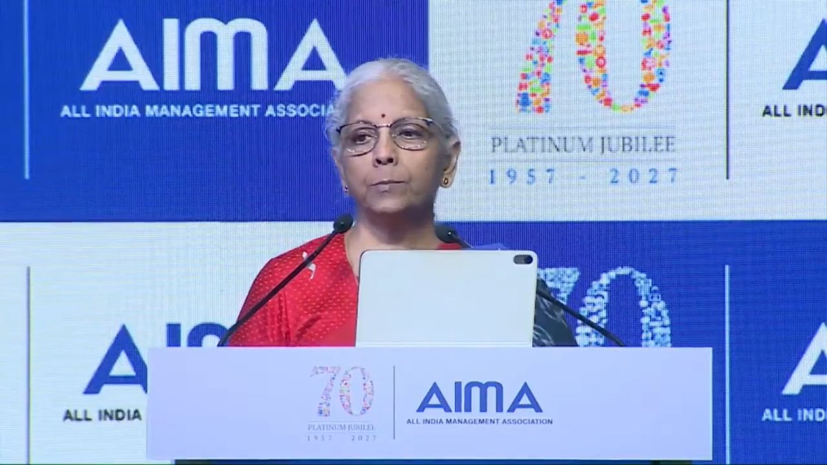 We are living through an unpredictable period in the world economy. The post-Cold War assumptions of open multilateralism and dependable logistics corridors have broken down. We face a parallel shift in the architecture of global trade and supply chains. In such an environment, resilience cannot mean retreating into economic isolationism. For India, resilience means deep domestic capacity, fiscal strength and industrial scale, so that global shocks are absorbed without interrupting national development. - Smt Nirmala Sitharaman at the 53rd National Management Convention of All India Management Association in New Delhi (1/n)