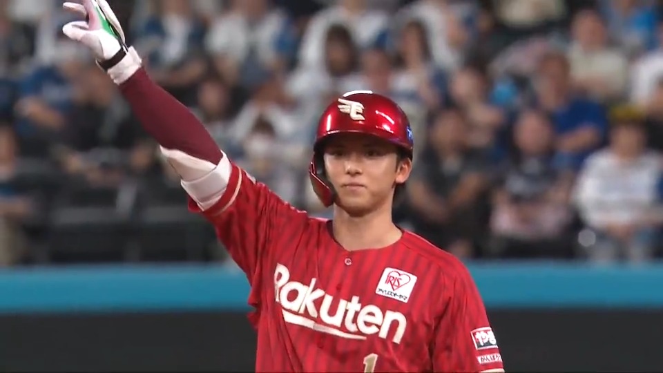 【1回表:F 0-1 E】 初回に連打で先制! 先頭の #中島大輔 選手がツーベースヒットで出塁、続く #宗山塁 選手がタイムリーツーベースヒットを放つ! #RakutenEagles #強鷲革新