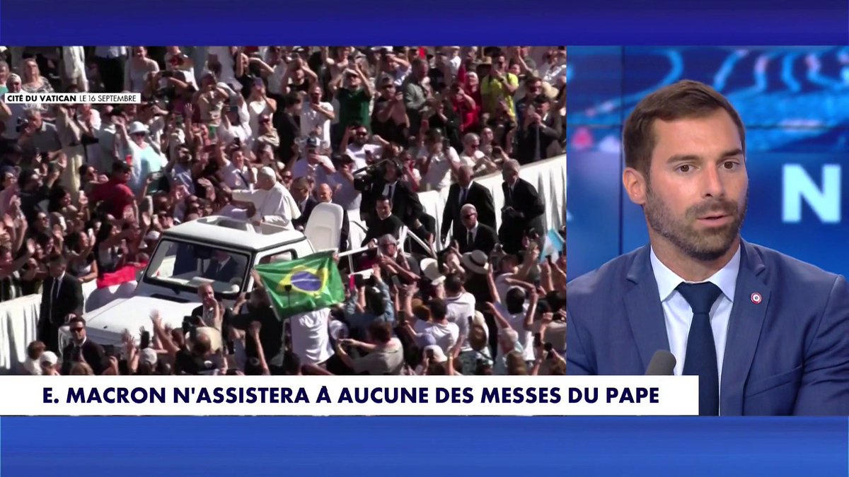 À quelques jours de la visite du pape, Emmanuel Macron a annoncé qu'il n'assistera à aucune des messes du pape. «On a honte de ce président qui dégrade l'image de la France» réagit Julien Odoul, député de l'Yonne et porte-parole du Rassemblement national, dans #100Frontieres