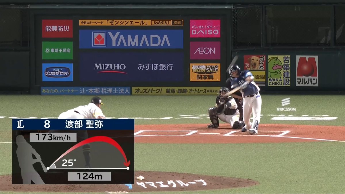 完璧に捉えた！🔥🔥 埼玉西武 渡部聖弥 選手の今シーズン第11号ソロホームランで同点に追いつく！🌈