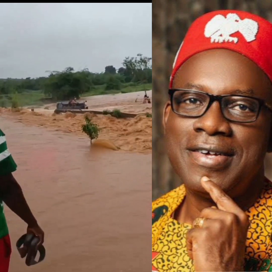 People are reportedly stuck in heavy flooding along Nibo Ring Road in Anambra State.