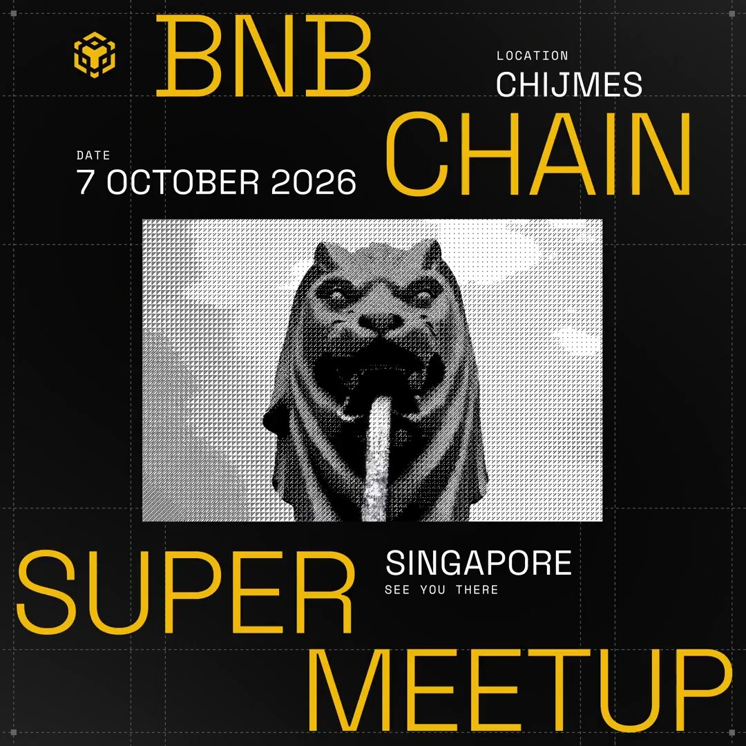 BNB Chain is heading to Singapore on October 7, bringing together the people building, backing and shaping the ecosystem. Shoutout to our sponsors for making it possible: Four.meme-華語, BetterPaymentNetwork.BPN, Aster 🥷, Brevis, Unitas Labs, HertzFlow | Mainnet Arc🎲, NeoSoul, U, Venus Protocol, Lista DAO, Amazon Web Services, predict.fun