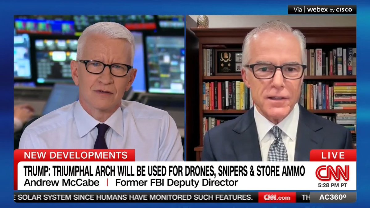 President Trump is rebranding his arch project as a "top grade military complex" for drones, snipers and to store sniper ammunition. Former FBI Deputy Director Andrew McCabe says, "Tactically none of this makes sense."