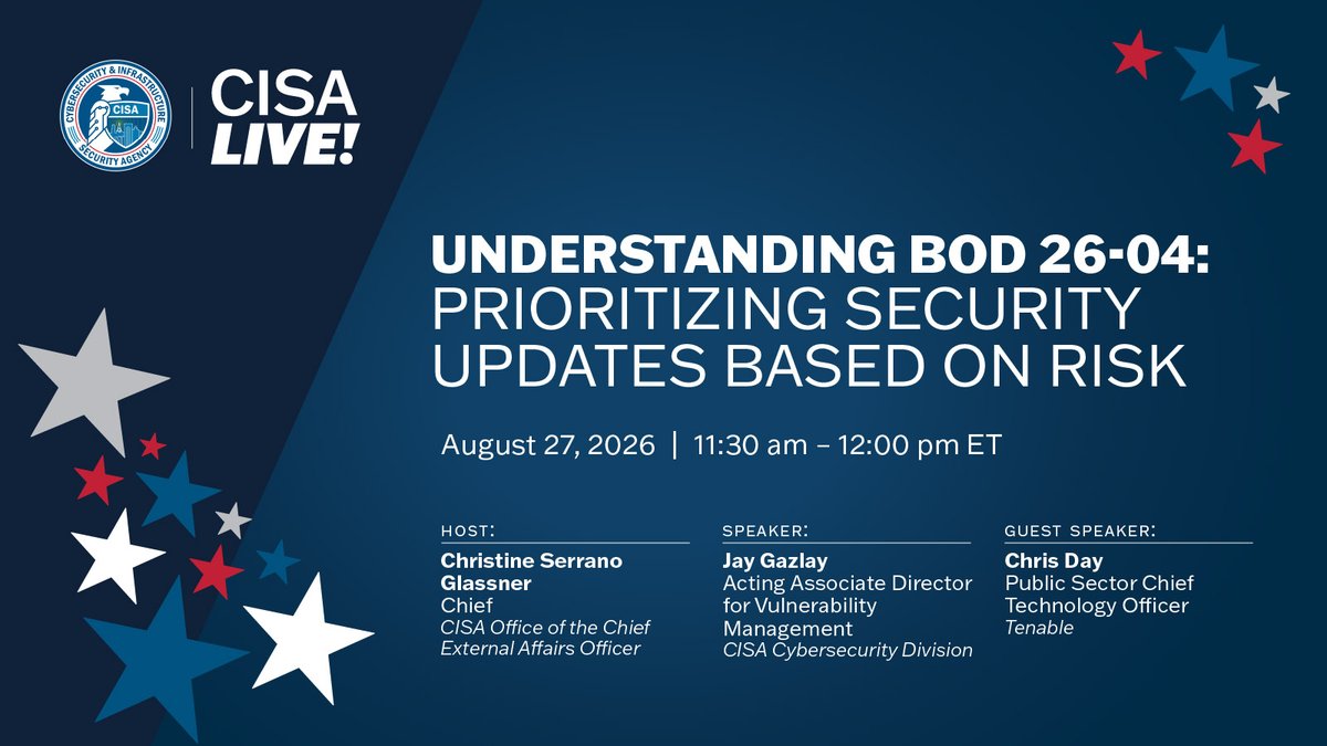 When we created BOD 26-04, we adjusted vulnerability remediation to cyber relevant timeframes, requiring high-risk vulnerabilities to be patched within three days. See how BOD 26-04 can help your organization patch smarter, not harder: