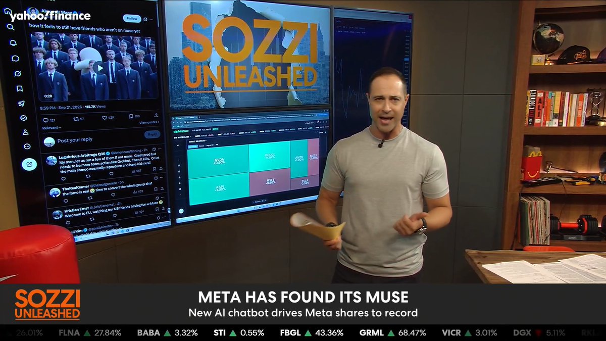 $META has found its muse, Brian Sozzi says. After unleashing its new AI chatbot Muse, Meta added $192 billion to its market cap. 🤑