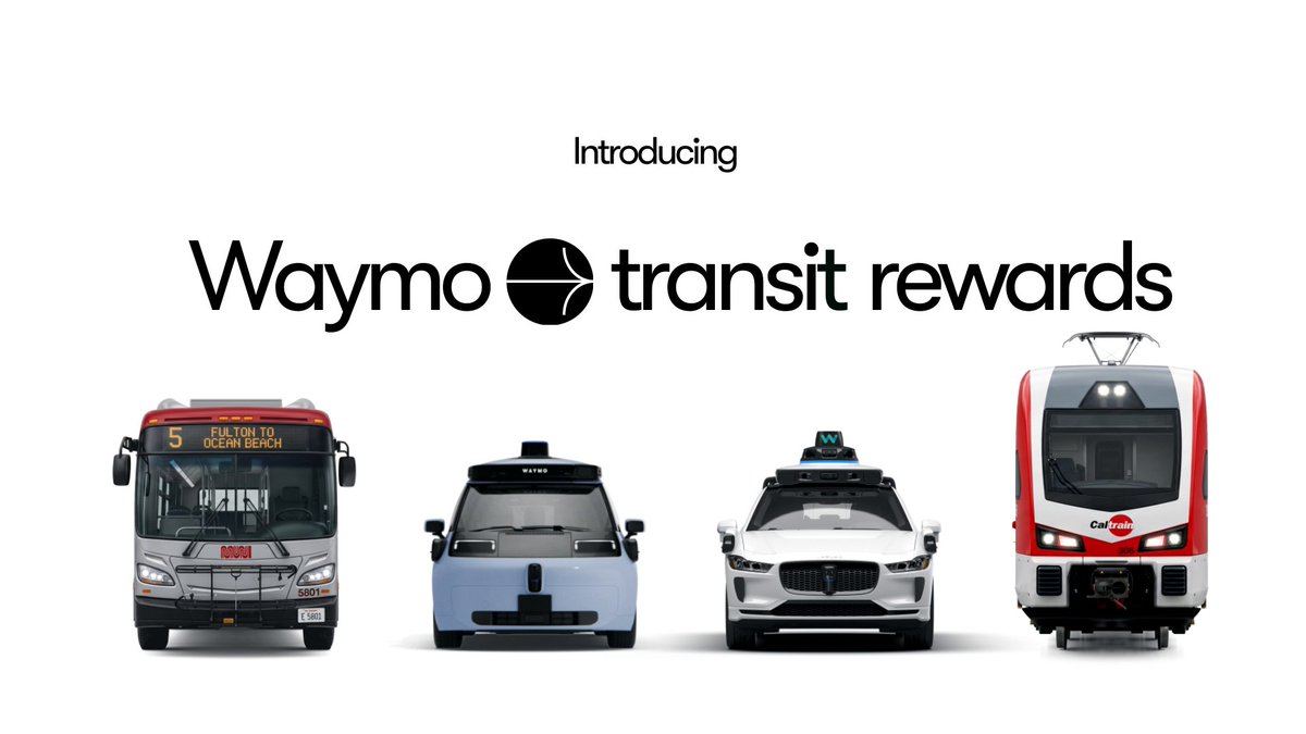 Take public transit, earn Waymo Cash! Introducing transit rewards 🚆💸 Available to our San Francisco Bay Area riders in the coming weeks. Read more: