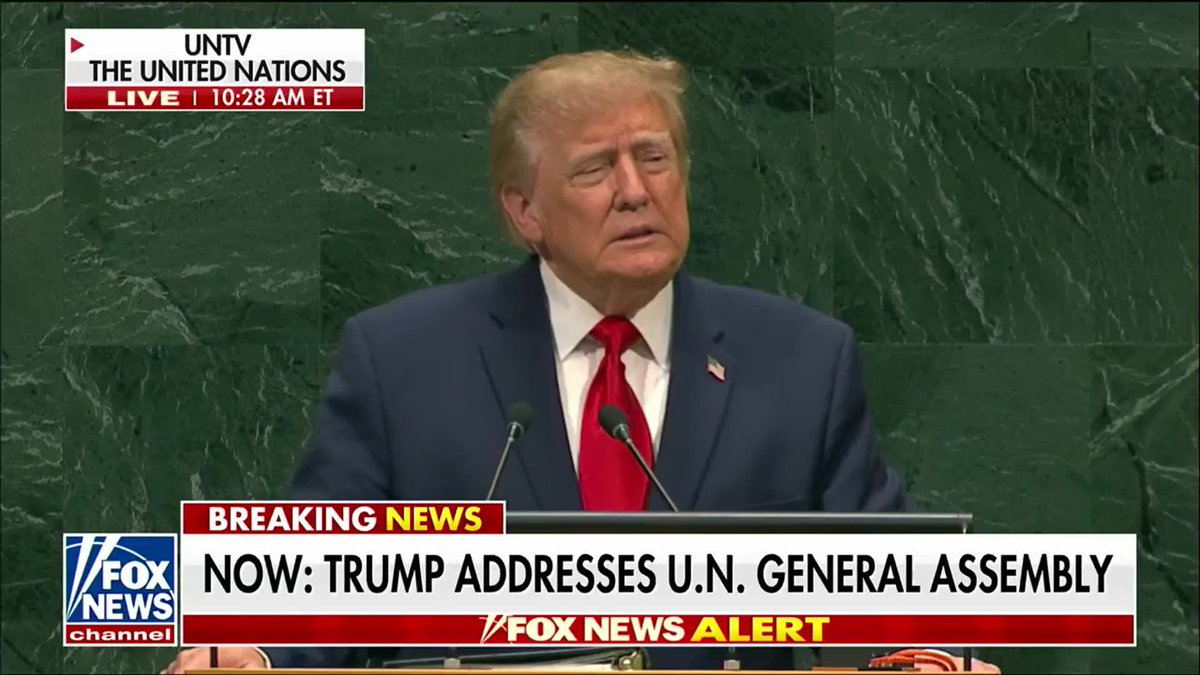 "America is back." President Donald Trump opens his address to the United Nations General Assembly by touting U.S. economic, military, technological, and energy strength while offering an optimistic message about the country's future. "Our country is doing better than ever before, and our future is very, very bright."