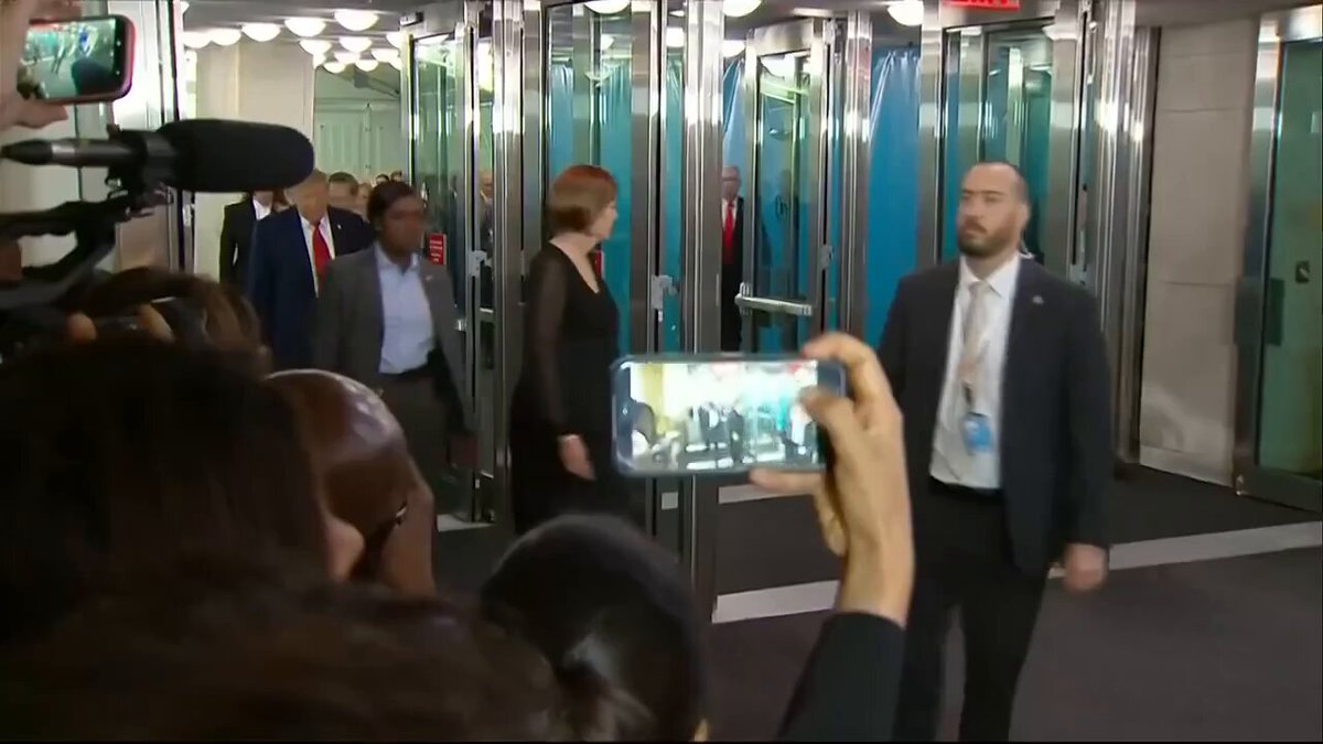 Trump: "I’m surprised CNN is here is covering me. You shouldn’t be here.” Journalist: “The United Nations allowed us in, sir.”