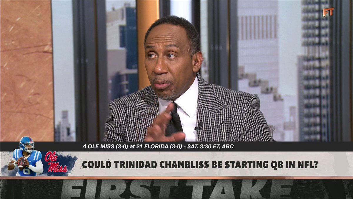 "The arm talent is there. ... He's showing you he's ready for center stage." Stephen A Smith weighs in on Trinidad Chambliss' impact 🏈