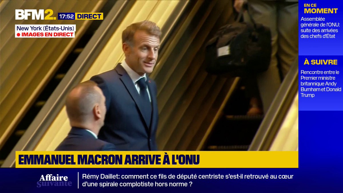 Emmanuel Macron arrive à l'ONU, où le président français doit prononcer un discours lors de l'Assemblée générale #BFM2