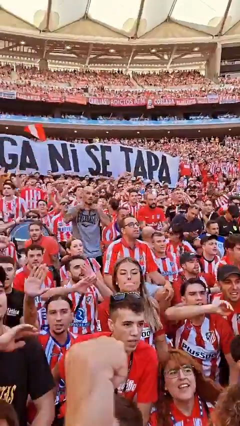Soccer fans of Atlético Madrid make Nazi salutes as they chant "Ceuta must be defended." Nazi symbols are being mainstreamed in Europe. This should terrify everyone.