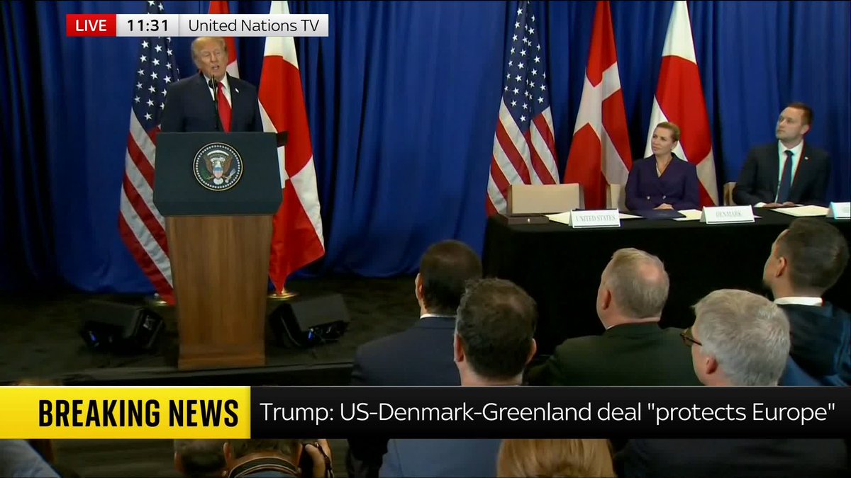 "I know it's going to be a long-term fantastic relationship." Speaking ahead of the signing ceremony, Donald Trump says the new US security agreement with Denmark and Greenland is going to be "tremendous". Latest: 📺 Sky 501, Virgin 602 and Freeview 233