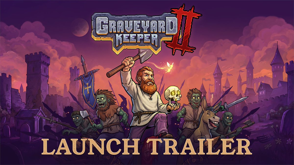 It’s time…Graveyard Keeper 2 is OUT NOW 💀 Rebuild, fortify, and defend The Town. Automate production. Lead an undead army - for the love of Sard, keep that Graveyard looking good! Find out more here: Or head here to download: #GraveyardKeeper2