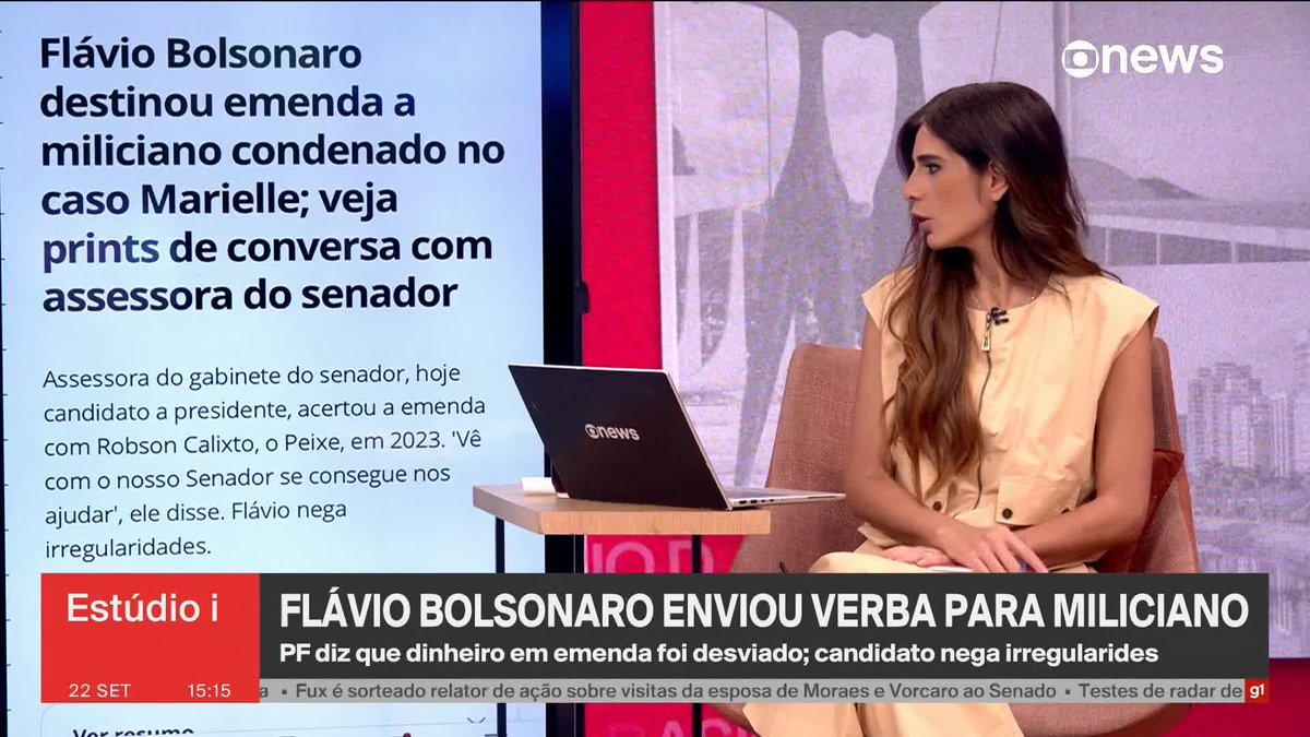 Flávio Bolsonaro destinou emenda a miliciano que foi condenado no caso Marielle. PF diz que verba foi desviada. Candidato do PL nega irregularidades. ➡️ #Estúdioi - de segunda a sexta, às 13h, na #GloboNews.