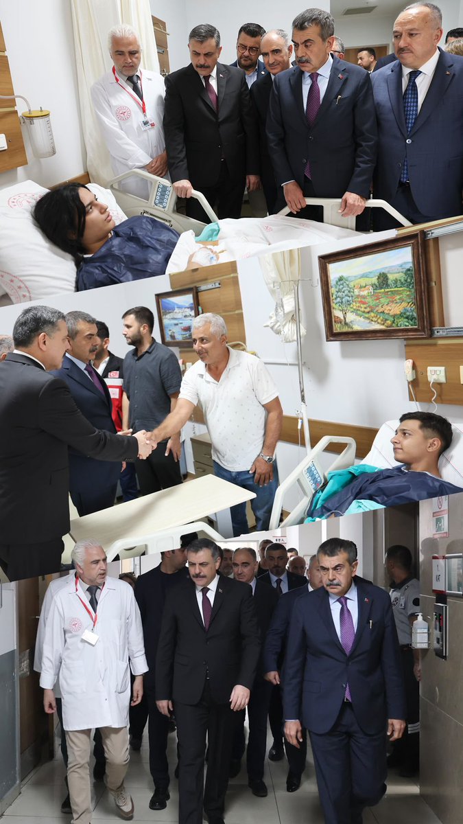 DUALARIMIZ EVLATLARIMIZLA Manisa’nın Turgutlu ilçesinde içimizi yakan okul saldırısında yaralanan evlatlarımızı, tedavilerinin devam ettiği hastanelerde ziyaret ettik. Millî Eğitim Bakanımız Sayın Yusuf Tekin ile birlikte, evlatlarımızın sağlık durumları hakkında hekimlerimizden bilgi alarak kıymetli aileleriyle görüştük; geçmiş olsun dileklerimizi ilettik. Dualarımız evlatlarımızla… Rabbim her birine acil şifalar versin. En büyük temennimiz, bir an önce sağlıklarına kavuşarak ailelerine, arkadaşlarına ve okullarına dönmeleridir.