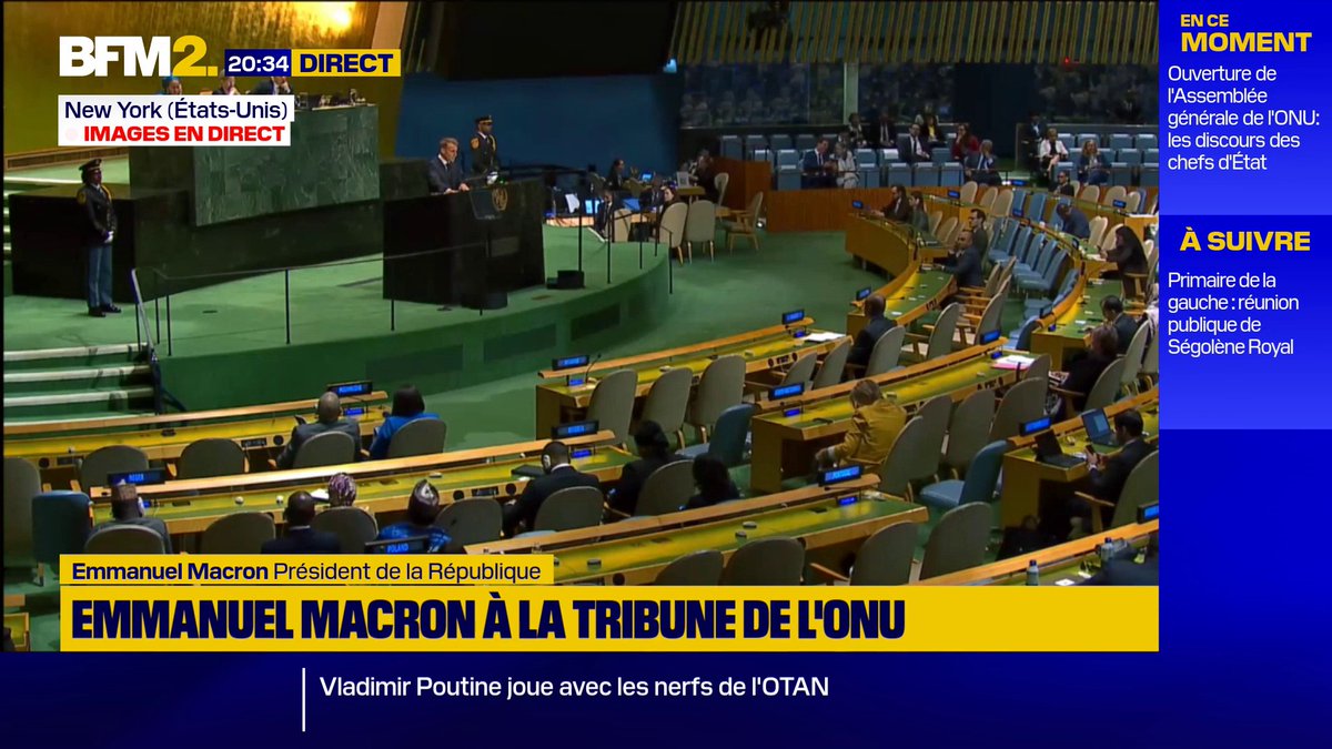 Emmanuel Macron à l'ONU: "Devons-nous contempler ce spectacle qui nous fait honte à tous ?" dénonce le président français à propos de Gaza #BFM2