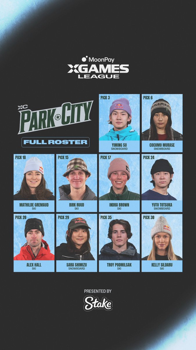 Holdin' it down in Park City 🤠 Introducing XC Park City's roster for the 2027 MoonPay 🟣 X Games League winter season!