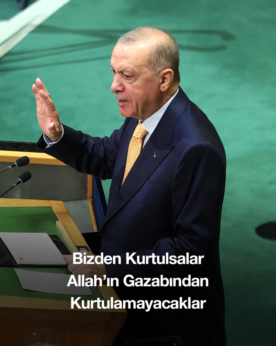 Bizden kurtulsalar vicdan azabından kurtulamayacaklar. Vicdan azabından kurtulsalar tarihin azabından kurtulamayacaklar. Tarihin azabından kurtulsalar Allah’ın gazabından kurtulamayacaklar. #UNGA81