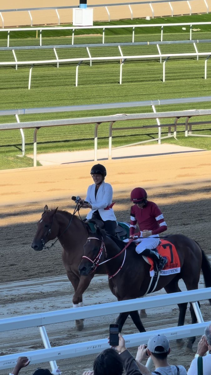 We ❤️ this duo Forever Young and Ryusei Sakai making their way to the Winners Circle after winning the G1 Jockey Club Gold Cup.