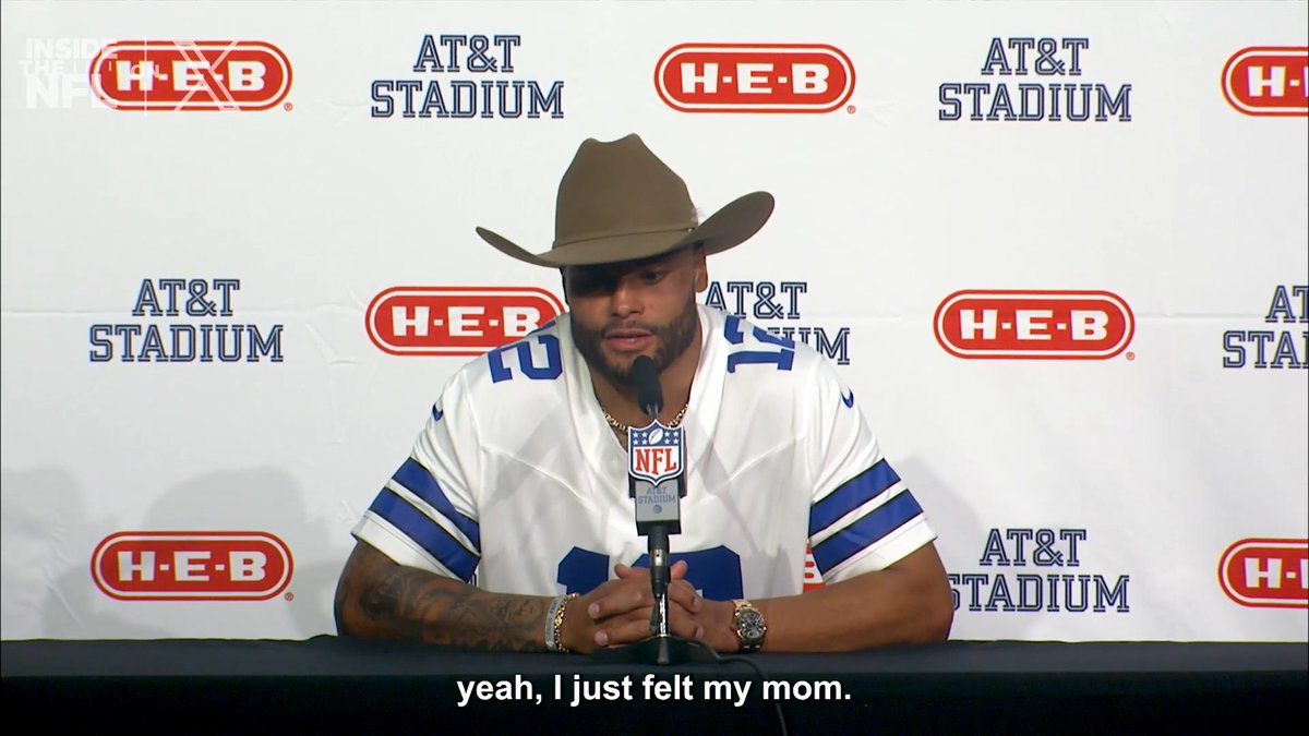Dak Prescott was thinking of his mom when he broke the @DallasCowboys all-time pass TD record 💙 @insidethenfl