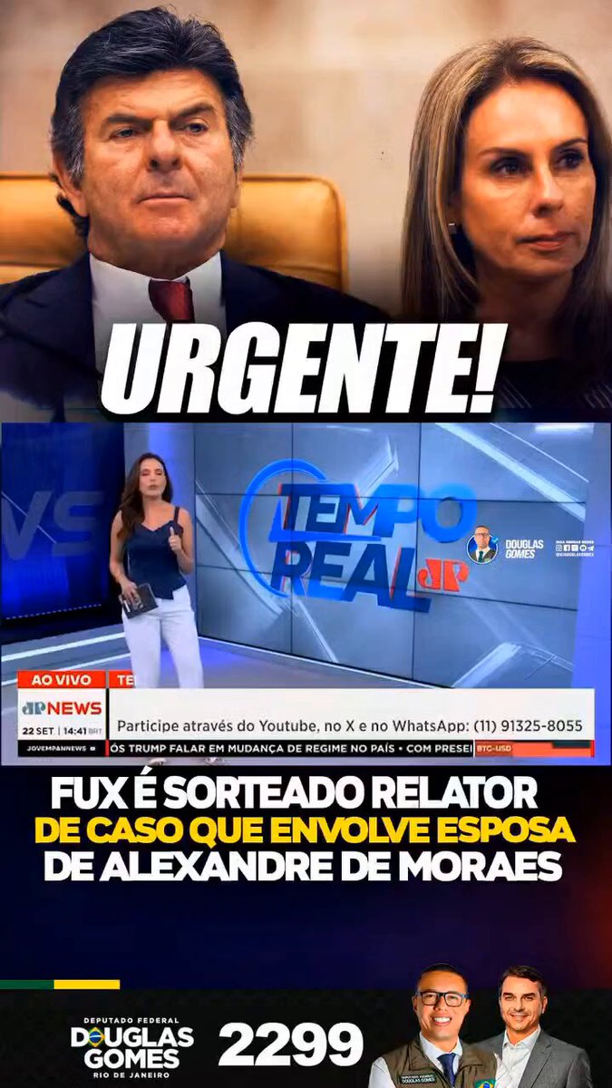 Beleza ! Precisava dessa notícia hoje ! Vou providenciar a pipoca 🍿😁😁😃 Ministro FUX relator de caso que envolve a Vivi esposa do cabeça de 🥚.