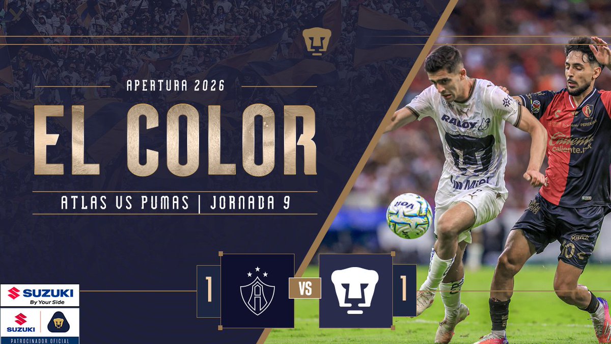 👨🎨🎨 Este es el color SUZUKI México 🚘 de la jornada 9 en donde obtuvimos un punto de visita en la perla tapatía. #SiemprePumas