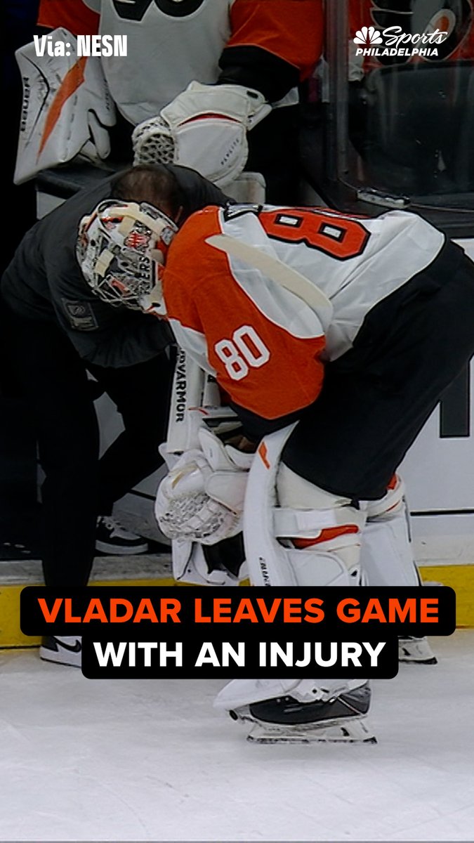 Dan Vladar exits the Flyers’ second preseason game with an injury.