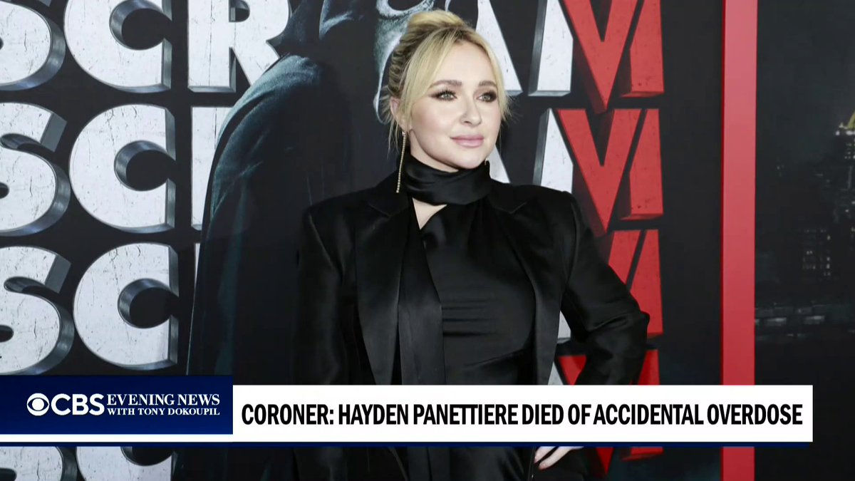 Actor Hayden Panettiere died from an accidental drug overdose that included fentanyl, a South Carolina coroner confirmed Tuesday.