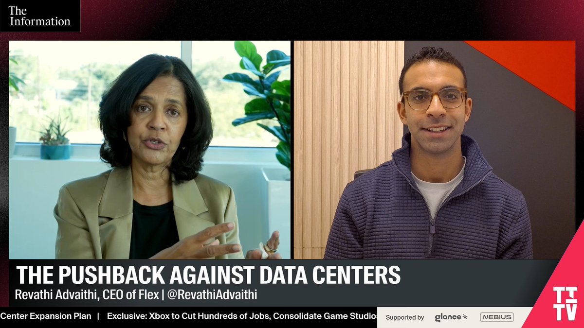 Data center power consumption is a problem if it drives up consumers’ electricity bills, says Flex CEO Revathi Advaithi: “Now, the power situation is different because if you have a utility that is directing power to the data center, taking it away from consumers and hiking bills for consumers, that is a problem.”