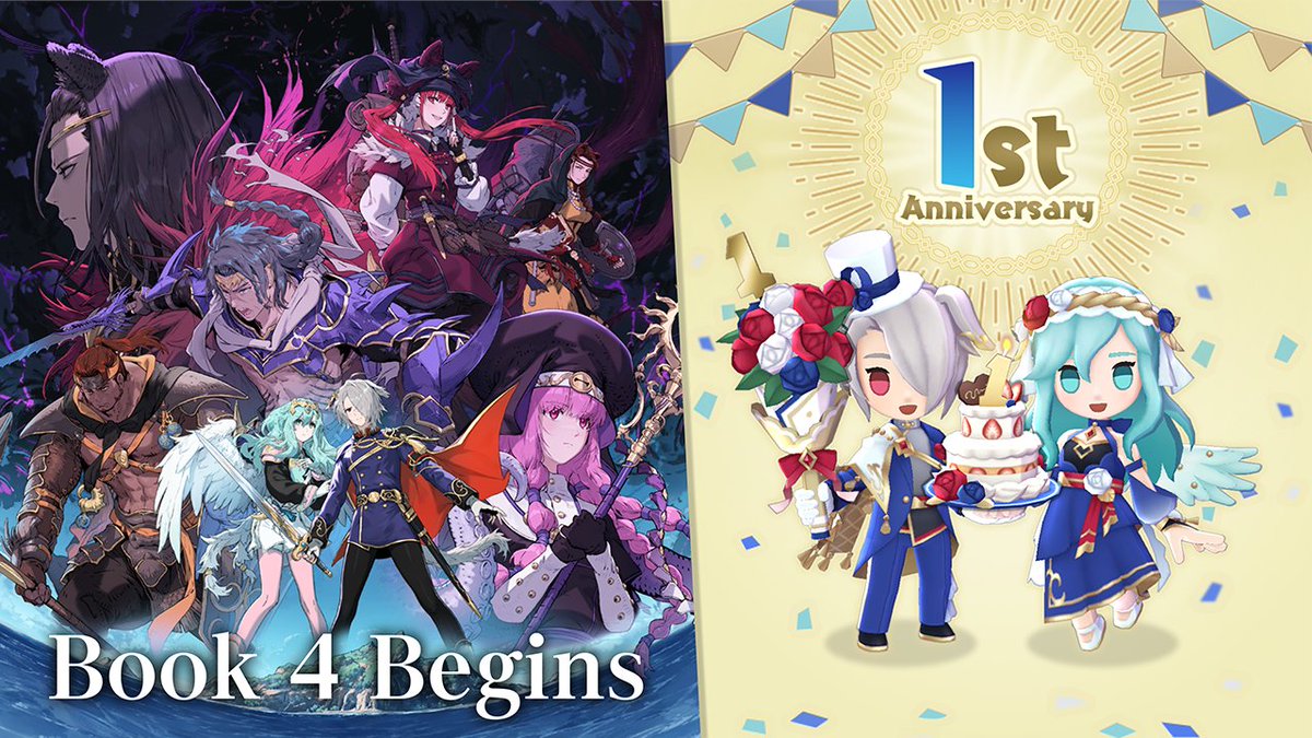 Book 4 Begins & 1-Year Celebration Preview Video 🎥✨ The next update for #FEShadows has a lot of content ♪ 1⃣ Book 4 of the story begins! 📖 2⃣ New feature: support effects 🤝 3⃣ Our 1-Year Celebration begins 🎉 4⃣ Season Pass: Fair Shadow 🦁 Stay tuned for more! ♪ #FireEmblem