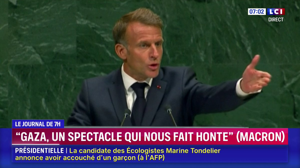 🔴 Gaza : Emmanuel Macron dénonce devant l'ONU "un spectacle qui nous fait honte à tous" ➡️ Le journal de Laurène Barrière-Tallerie sur LCI