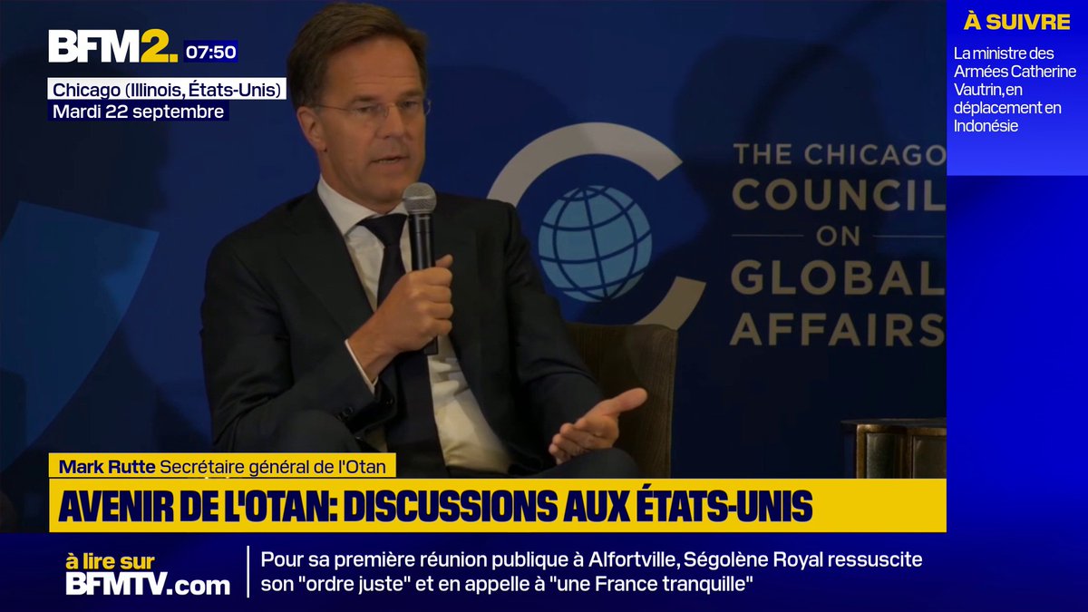 💬 "Ce qu'ils essaient de faire, c'est nous effrayer, nous diviser" Le secrétaire général de l'Otan, Mark Rutte, demande aux dirigeants européens de "rester calmes" face aux menaces russes #BFM2