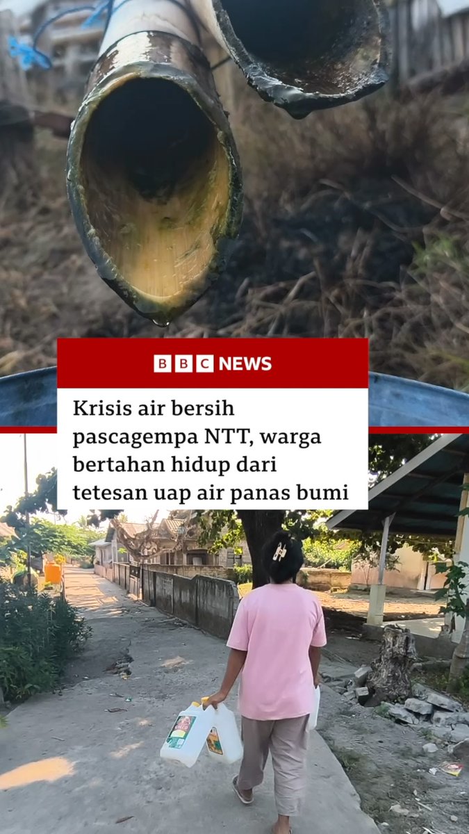 Para pengungsi terdampak gempa di Pulau Palue, Nusa Tenggara Timur (NTT), mengalami krisis air bersih. Mereka harus berjalan ke bukit untuk mendapatkan air yang layak dikonsumsi. Di bukit, mereka harus menunggu dari pagi hingga sore untuk mendapatkan setengah jeriken air.