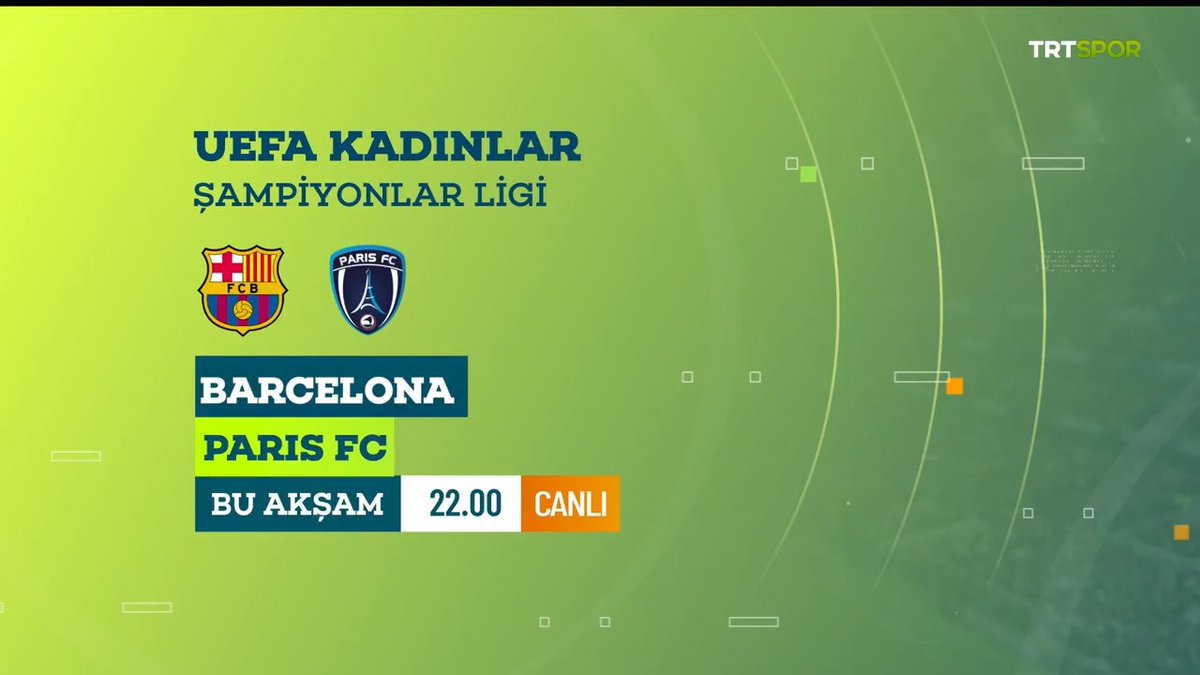 🏆Kadınlar Şampiyonlar Ligi'nde ilk hafta heyecanı #UCL Barcelona 🆚Paris FC karşılaşması bu akşam TRT Spor'da. ⌚22.00