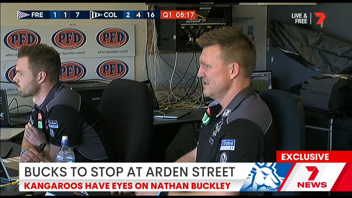 "Nathan Buckley has emerged as a serious candidate to take over the North Melbourne vacant coaching job." Todd Viney caught up with Nathan Buckley this morning, per Tom Morris. Listen to episode three of The Breakers Podcast here 👉