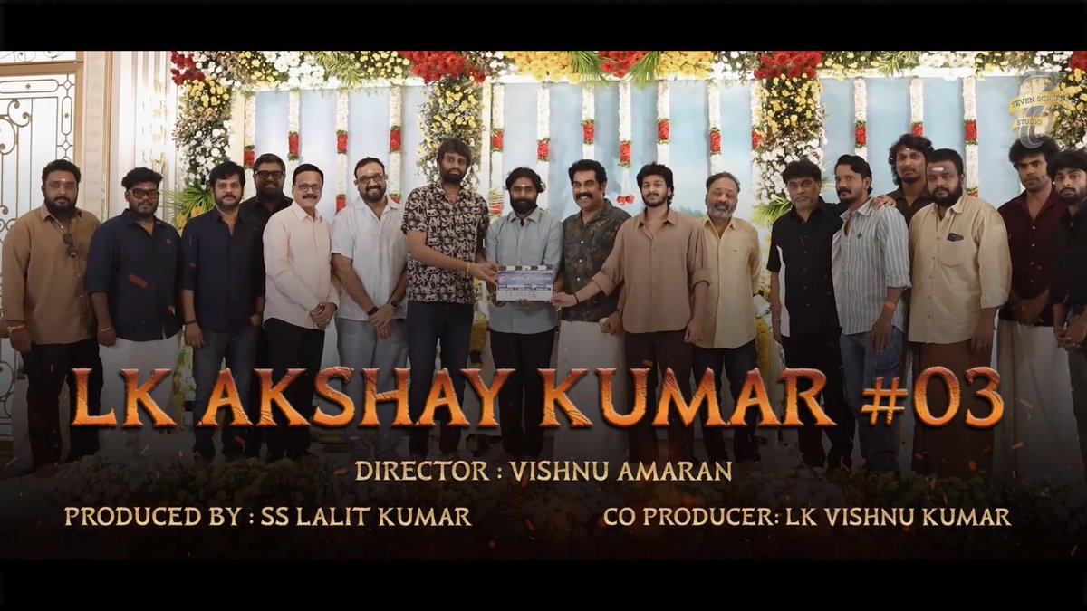 Shoot begins today 🎬 #LkAkshayKumar03 ❤️‍🔥 Here’s a glimpse from the auspicious Pooja ceremony that marked the beginning of this exciting journey. Starring LK Akshay Kumar #SurajVenjaramoodu #Chetan #VishnuAmaran Saravanan Ramasamy Hesham Abdul Wahab kalaivanan R Hari haran PS surithanu Ambani.dfx Arun Yuvraaj Co-Produced by: #LKVishnuKumar Produced by: #SSLalitKumar