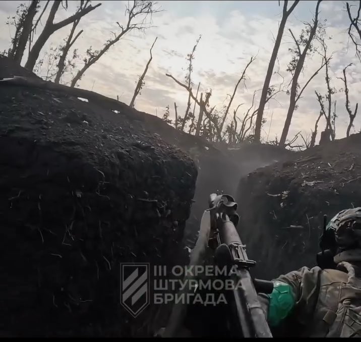 Close-quarters trench combat between Russian and Ukrainian soldiers, captured at terrifyingly short range, leaves fighters dead on both sides.