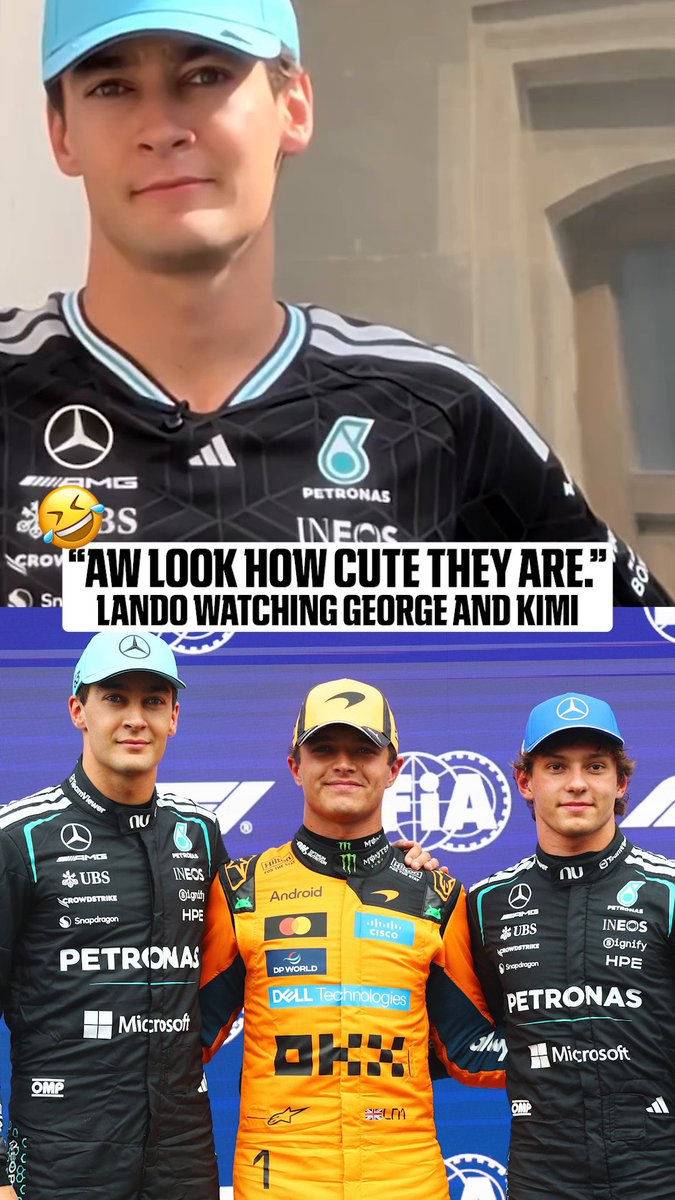 Lando caught George and Kimi in the paddock 😭 (via lando/IG)