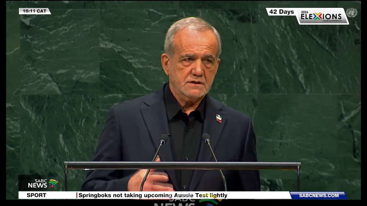WATCH | Addressing the UN General Assembly in New York, Iran’s President Masoud Pezeshkian says Iran has been a victim of terrorism, insisting the country has only defended itself and is “not terrorists.”